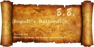 Bognár Baltazár névjegykártya